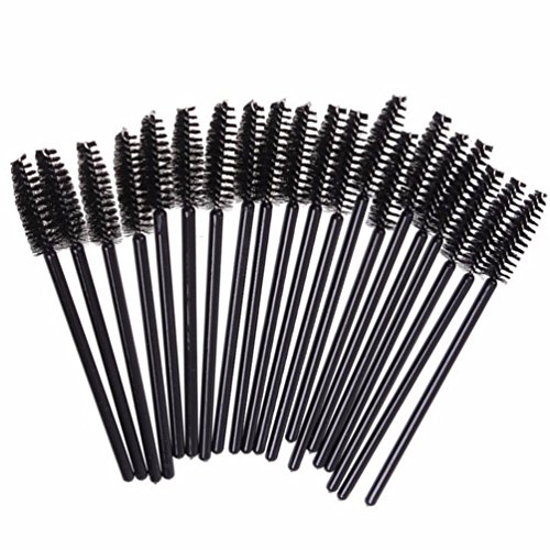 TimeSong 50Pcs Disposable Eyelash Mini Brush Mascara Brush Cosmetic Tools (All Black)