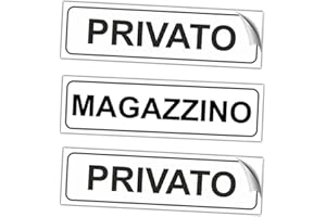 EVM Eticchette MAGAZZINO + 2pz. PRIVATO Segnaletica Targhetta in PVC Morbido laminato Opaco Adesivo impermeabile Porte Locali Ufficcio 15x4cm 3pz.