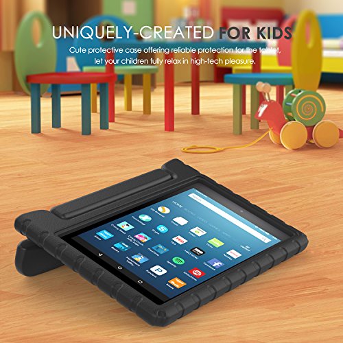MoKo Hülle für Fire HD 2016 8 Zoll – Superleicht EVA Kids Shock Proof Cover Stoßfest Kindgerechte Schutzhülle für Fire HD Tablet (Vorherige 6. Generation – 2016), Schwarz - 2