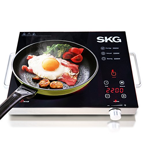 SKG 2200W Ceramic Electric Hob - Electric Ceramic Hob - Hot Plate for BBQ - Electric Cooker Hot Pot - Heating Plate - Electric Cooker Stove - Electric Cooking Pot - Infrared Cooker - Electric Cooking Hob - Electric Cooker Hob - Ceramic Electric Cooker - Countentop Burner - Ceramic Hob Pans - Ceramic Cooking Pot - Hot Plate for Cooking - Countertop Burners - Kitchen & Home - Kitchen & Home Appliances - Large Appliances - Cooktops (2200 W, Black, 1-Month Free Trial, 2-Year Warranty, Gift Set)