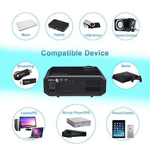 Proiettore HD, Artlii Videoproiettore LED 3500 Lumen Portatile Multimedia Home Theater con TV/AV/VGA/USB/HDMI Supporto TV Laptop Android iPad Smartphone Android