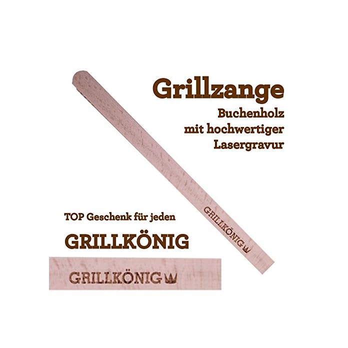 Grillzange Aus Holz Mit Hochwertiger Gravur Grillknig