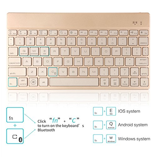 Boriyuan Ipad Pro 9.7 Bluetooth Tastatur Hülle Case Keyboard , PU Leder Tasche Smart Cover mit Tastatur (Deutsch Qwertz , aus Alu, abnehmbar ) für Ipad Pro 9,7 Zoll, unterstützten 7 farbige Hintergrundbeleuchtung /Standfunktion / Auto Wake up Sleep (Farbe: Schwarz) - 6