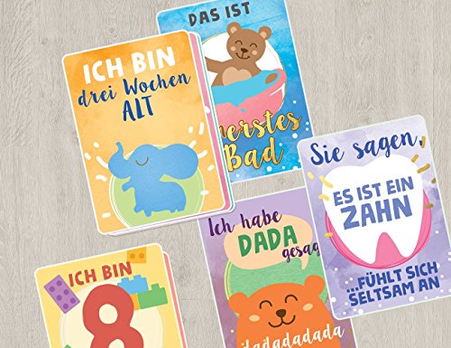 Baby Meilenstein Karten – 45 milestone cards, um die Höhepunkte des 1. Jahres Ihres Babys festzuhalten – Perfekt als Geschenk für Babyparties, zur Geburt und als Willkommensgeschenk für das Baby - 8