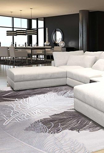 Living Short Pile Rugs: Low Pile Rug Grey Feather Light – Non-Toxic – Machine-Woven – Living Room Furniture, grey, 200x290