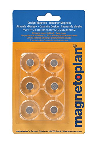 Design Magnete, Durchmesser 25 x 11 mm, Haftkraft circa 2.5 kg, acryl/transparent - 2