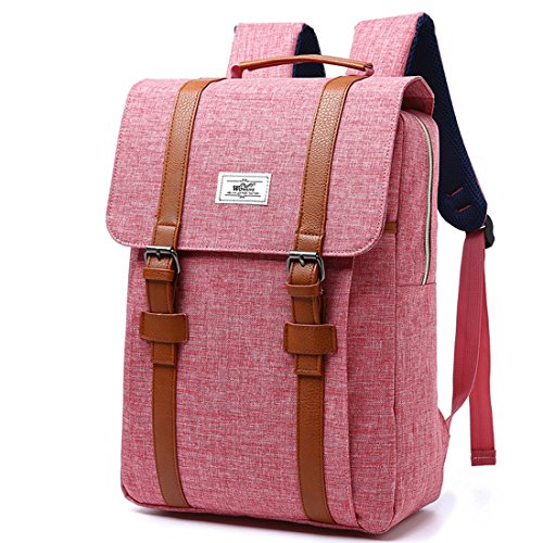 Scheppend Vintage Laptop Rucksack  Rucksack Canvas College Rucksack Schulbeutel f  r Jungen  M  dchen Passend f  r 15-Zoll Laptop Pink