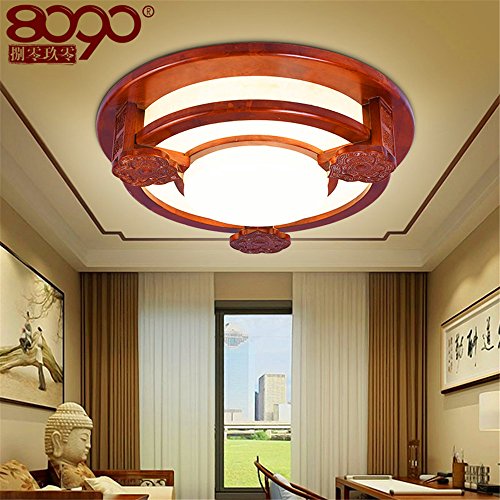 Preisvergleich Produktbild XUE Chinesische Deckenleuchte Massivholz Lampe Runde Esszimmer Schlafzimmer Lampe Antike Schaffell LED Wohnzimmer Beleuchtung, 630 * 140mm