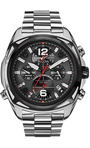 Bulova Precisionist Men's UHF Watch with Black Dial Analogue Display and Silver Stainless Steel Bracelet 98B227