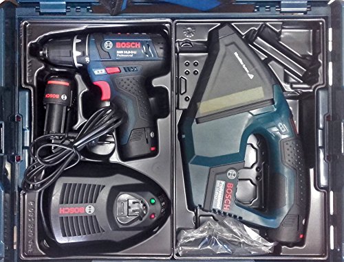 BOSCH-Set: Akku-Bohrschrauber GSR 10,8-2-Li/12V Prof. + Akku-Sauger GAS 10,8V-Li/12V Prof. inkl. 3x Akku 2,0 Ah und Ladegerät in L-Boxx - 2