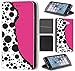 Price comparison product image CoverFix premium case for Samsung Galaxy A5 (model 2017) A520, flip cover made of synthetic leather with motif 591 Abstract Schwarz Weiß Pink Hoch