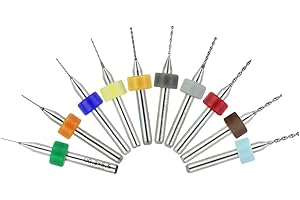 KBNIAN Micro Brocas, Kit de 10 piezas de Brocas de Carburo Miniatura PCB CNC con Diferentes Tamaños de 0,3 mm a 1,2 mm Herramientas Rotatorias para Placa de Circuito Y Grabado de Vidrio Joyería