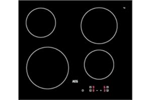 AEG 3000 Series Radiant Hob, Ceramic Hob, HRX64300CB, 4 Cooking Zones, 49cm, Easy Clean, Touch Control, Gas on Glass, Residual Heat Indicators, Built-in Hob, Black