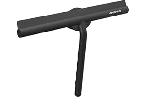 Minismus Raschietto da doccia per doccia, bagno, piastrelle, specchio, finestra, supporto magnetico senza foratura, autoadesivo, design moderno elegante (nero, 28 cm)