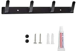 Sevenpers Percheros Pared, Perchero de Pared de Diseño Moderno con 4 ganchos para Entrada, Cocina, baño, Dos Métodos de Instalación