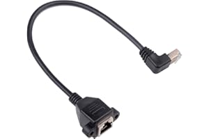 euroharry Przedłużacz Ethernet, wtyczka RJ45 na gniazdo, montaż na płycie śrubowej, CAT6/5e/5, ekranowany, przedłużacz sieciowy LAN (kąt w dół)