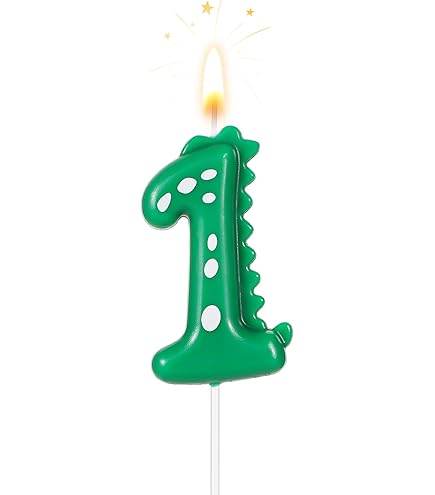 Candela Di Compleanno A Forma Di Dinosauro Con Numero 1, In Paraffina, Verde, Per Torte Di Primo Compleanno Bambino