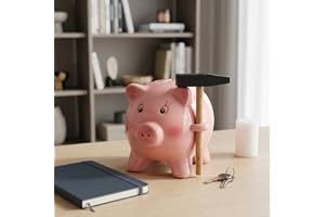 MIJOMA keramisk spargris rosa 12,5 x 11 x 10 cm – med hammare att öppna – dekorativ spargris för vuxna – presentidé med stil