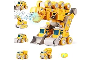 DDYX2020 Jouets Robots Dinosaures pour Enfants 3.4.5.6.7.8.9.10 Ans, Garçons Et Filles, Véhicules De Construction Démontables 5-en-1 Transforment des Voitures Jouets Robots Dinosaures