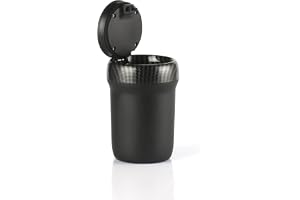 Amiss Portable Smokeless Ashtray with Lid, Detachable Ceramic Inner, Mini Car Trash Can - Carbon Fiber