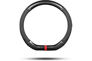 ‎ERGOCAR Ergocar Auto Lenkradbezug Rutschfester Auto Lenkradschutz D-Form Kohlefaser & PU Leder für Durchmesser 38cm (15 ") (Schwarz-Streifen-B)