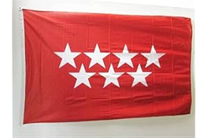 AZ FLAG Bandera de la Comunidad DE Madrid 150x90cm Uso Exterior - Bandera MADRILEÑA 90 x 150 cm Ojales