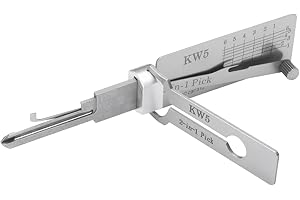 SNONESIY Edelstahl Schlüsseldecoder Master Key Decoder 2-In-1 Lock Pick Präzisionshaken Tonabnehmerkombination（KW5） Silber