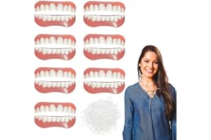 Skhaovs 7 par protez, fornir kosmetyczny, sztuczne zęby, tymczasowa proteza, sztuczne zęby, dla mężczyzn, kobiet, dorosłych, natychmiastowy uśmiech, do ochrony zębów, odzyskiwania uśmiechu (białe)