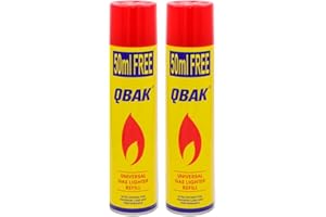 KROWN - Gas para Mecheros 300 ml con 5 Adaptadores para Recargar Encendedores y Mecheros (2 Unidades)