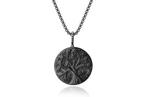COAI Religious Jewelry Obsidian Stone Life Tree Pendant Necklace