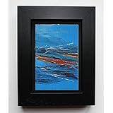 Bild abstrakt mit Rahmen modern Malerei Kunst Original Acryl Gemälde ca.23x18 cm