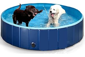 SMALLRUN Piscina Plegable para Perros Gatos Bañera Portátil para Mascotas Plegable PVC Antideslizante y Resistente (80 * 20CM-Azul Oscuro)