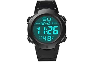 BAPAO Vektenxi Orologio Sportivo da Polso, Impermeabile, da Uomo, in Silicone, LCD Digitale, cronometro, Data, in Gomma, Molto Pratico