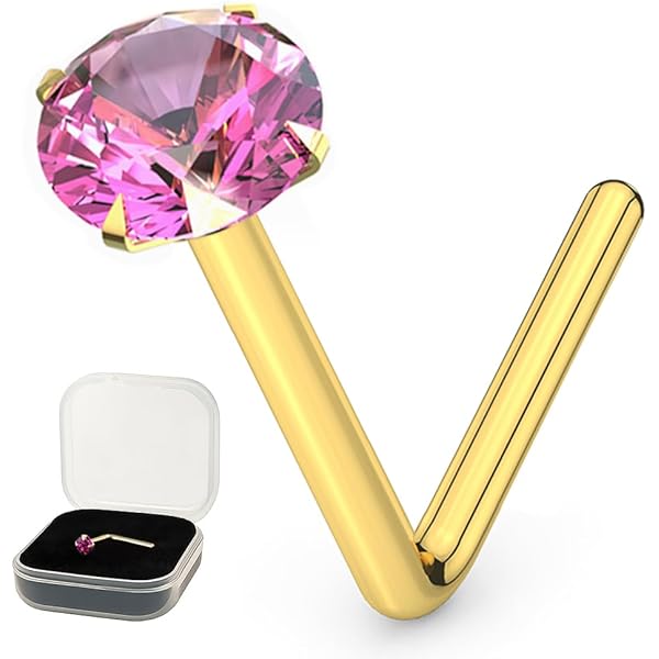 9ct Gold Cz Heart Nose Stud In White | (AU - Foto 10