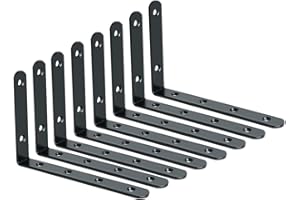 Escuadras para Estanterias, SAYAYO Escuadras Metalicas Negro Soporte Estanteria Pared, 8 Pieza Acero Inoxidable Soporte de Esquina 90 Grados 150x100x20, EJ6207B-8P