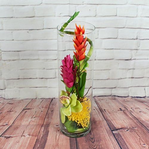 Still Water Arrangement - Tropical Flowers in Cylinder Vase - Artificial Silk