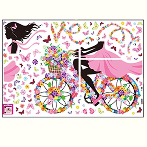 Oyedens Mädchen Schmetterling Blumen-Fee Aufkleber Schlafzimmer Wohnzimmer Wände - 7