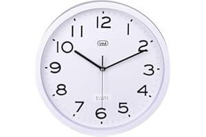 Trevi OM 3302 S Orologio da Parete Silenzioso con Movimento SWEEP, Diametro 30cm, Design Moderno ed Essenziale, Ideale per Camera da Letto e Ufficio, Funzionamento con Batteria Stilo AA, Bianco