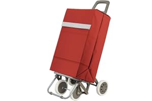 ECOSTAR 1618 Carro de Compra Plegable Ligero, 100x41x33cm, Capacidad 48 litros, 4 Ruedas, Empaque Cartón Reforzado, Garantía 3 Años (Rojo)