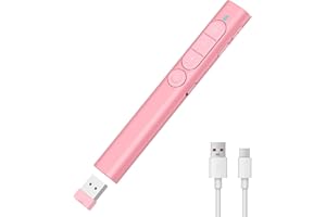 MOXYOY Presentation Clickers, Clicker for Powerpoint, Wireless Rechargerable Presenter Remote, Presentation Clicker with Volume Control/Hyperlink for Keynote/PPT/Mac/PC/Laptop (Pink)