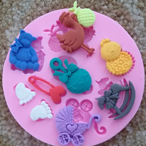 Blue Vessel Baby Dusche Silikon Fondant Kuchen Schimmel Schimmel Schokolade Backen Sugarcraft Dekor - 3