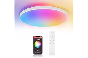 CANMEIJIA RGB Ceiling Light 24W Dimmable LED Ceiling Light,Bluetooth Bathroom Lights Ceiling with Remote Control,IP44 Waterproof Smart Ceiling Lights for Bedroom,Living Room