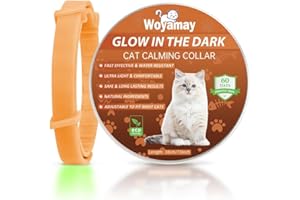 Woyamay Collier Apaisant pour Chats, Lumineux Ajustable Anti-Anxiété Collier Calmant pour Chat, Naturel Pheromones Effet Apaisant Collier Chat pour Petits, Moyens et Grands Chats Orange