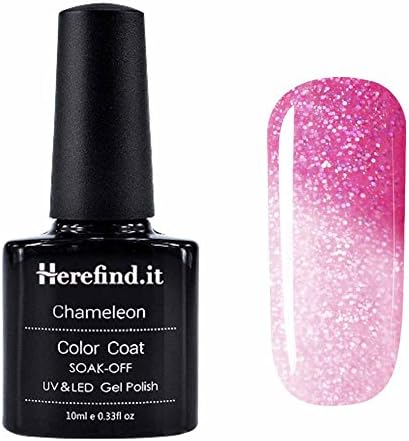 Temperature Color Chameleon Gel Nail Polish Soak Off | Requires UV or LED Nail Lamp| Festival Fuchsia, Glitter Clear Pink ( 10ML, Pack of 1) #5738
