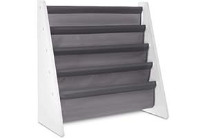 Unibos | Kids Colourful Sling Storage Bookshelf | Wooden Bookshelf | Easy Access | With Nylon Fabric Shelves | Perfect Height for Your Little Reader | for Toddlers Bedroom Playroom | 4-Pockets