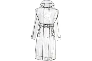 Warmhm Trasparente con Giacca Antipioggia Leggera Long con Cappuccio Rainwear e Resistente Xl