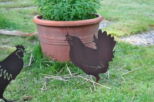 Gartenstecker Beetstecker Henne Huhn Metall H 30 cm - 3
