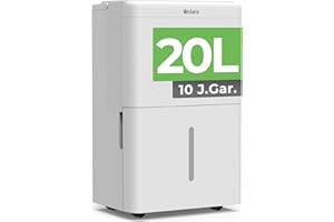 Woleix Luftentfeuchter elektrisch 20L, Entfeuchter elektrisch für Keller, Raumentfeuchter elektrisch 39dB für Räume bis zu 150m³/50m², mit Timer, Filter und 1M Ablaufschlauch, 10 J. Gar.