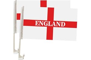 KULSUM Set of 2 England Car Flag, St Georges Cross Car Window Flag for Cricket, Football, Rugby, Parade, Sporting Events Vehicles Home Window Decorations, Cars Flags Banner Fan Support Flags (30x45cm)