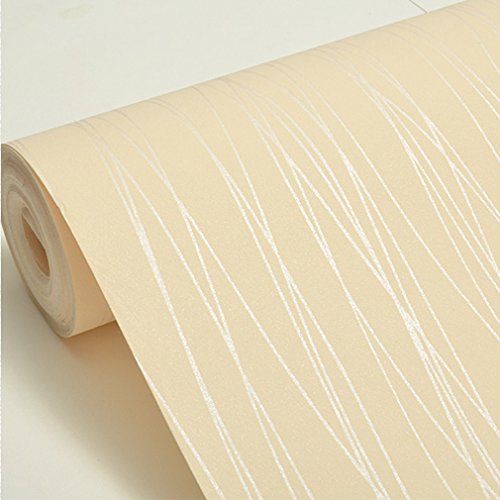 Kinlo 10 x 0.53M Wandtapete 3D-Tapete Vliestapete,3D Relief Tapete Dekoration für TV Wand Wohnzimmer Schlafzimmer und Hotel – Beige - 5